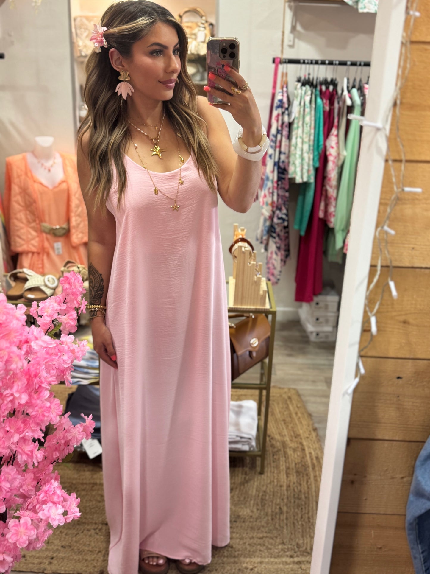 ROBE PERLÉ DOS NU - ROSE