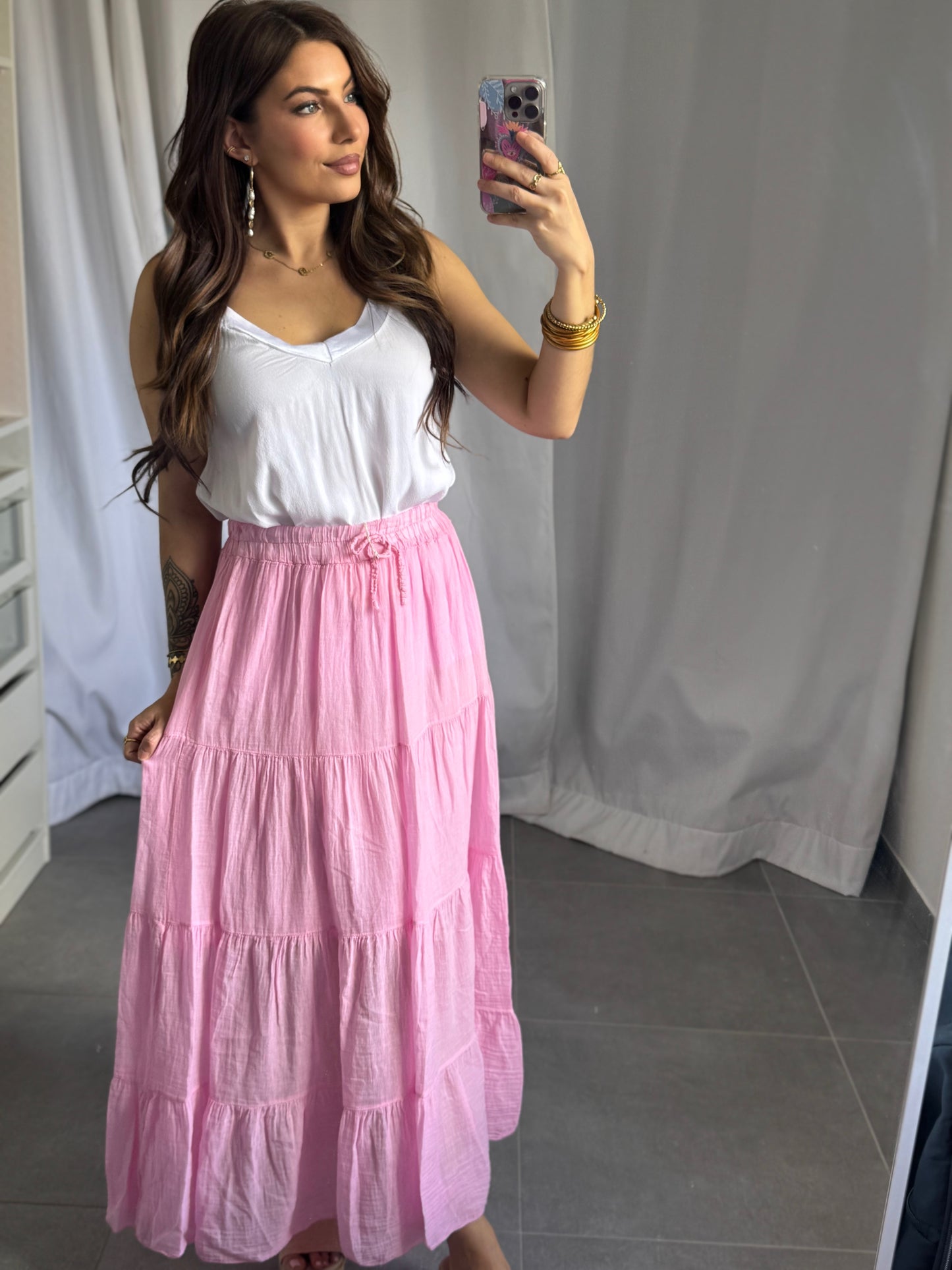 JUPE DUVETEUSE COTON - ROSE