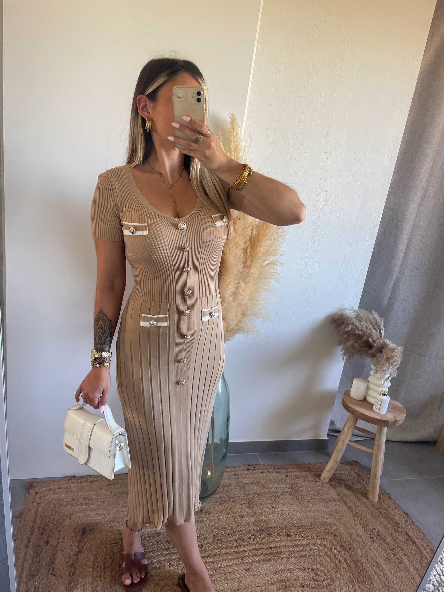 ROBE « SANDRO » BEIGE