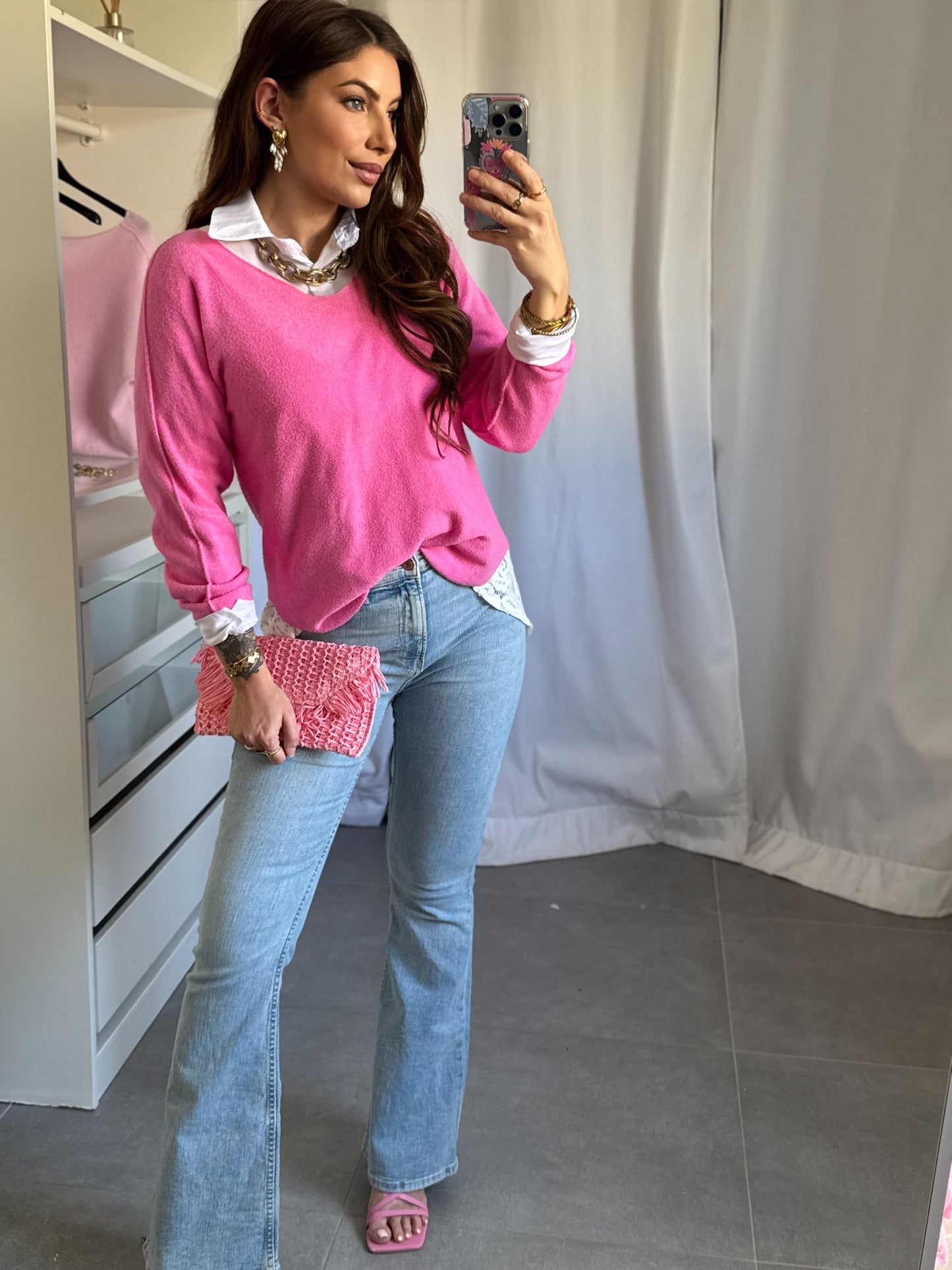 PULL COL V - FUCHSIA