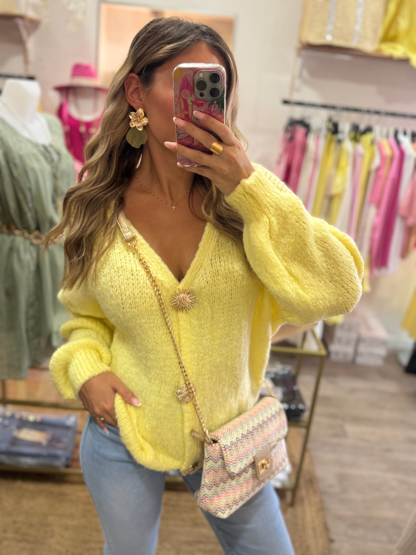 PULL 3 BROCHES - JAUNE
