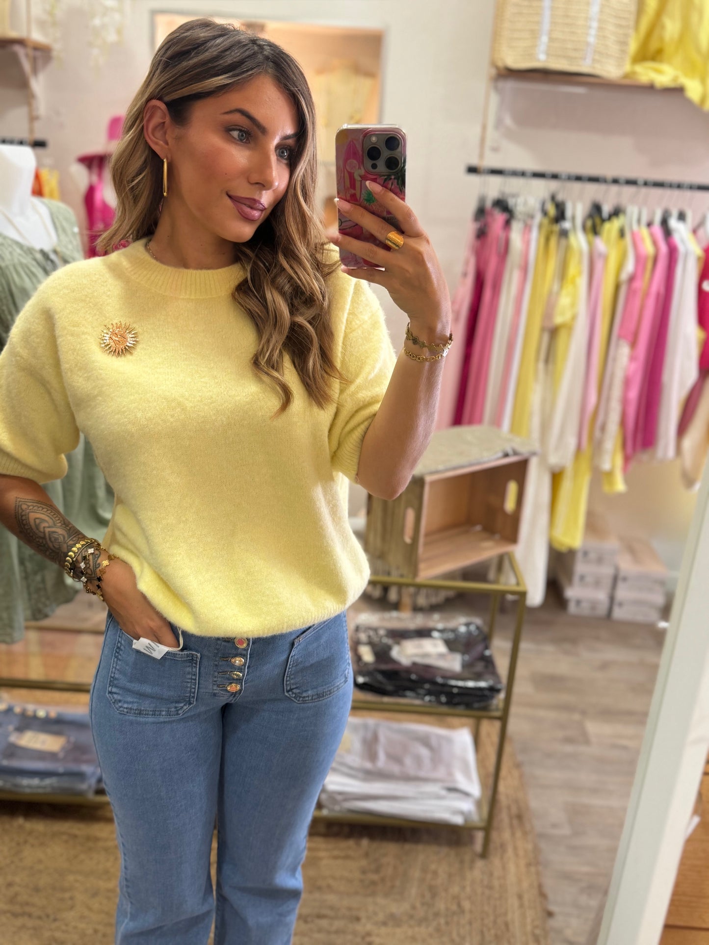 PULL MANCHE 3/4 COMFY - JAUNE