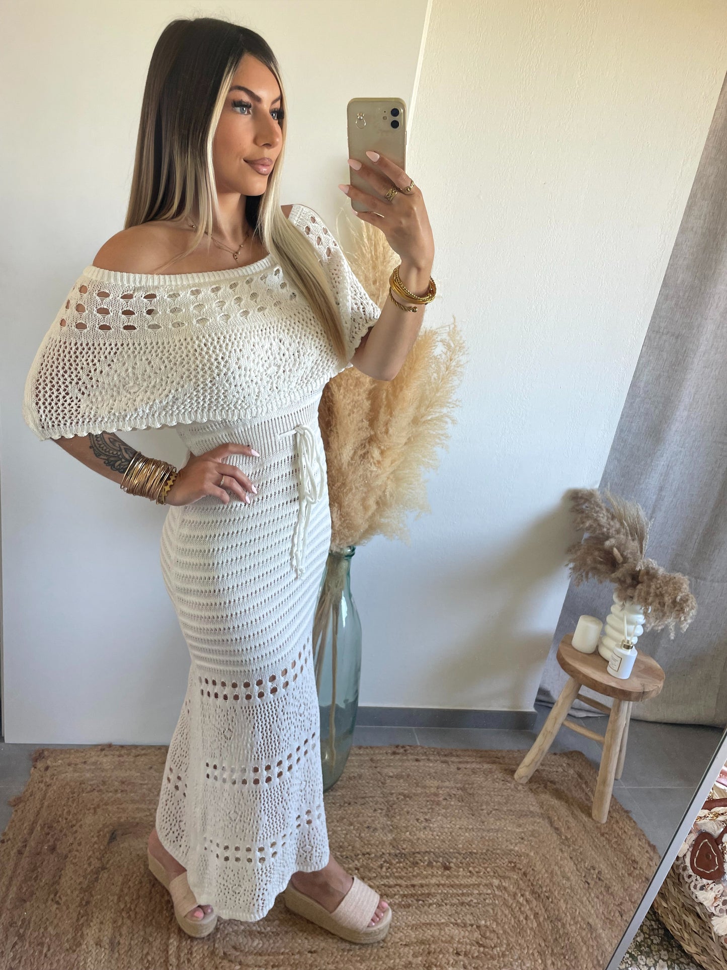 ROBE CROCHET COL BARDOT