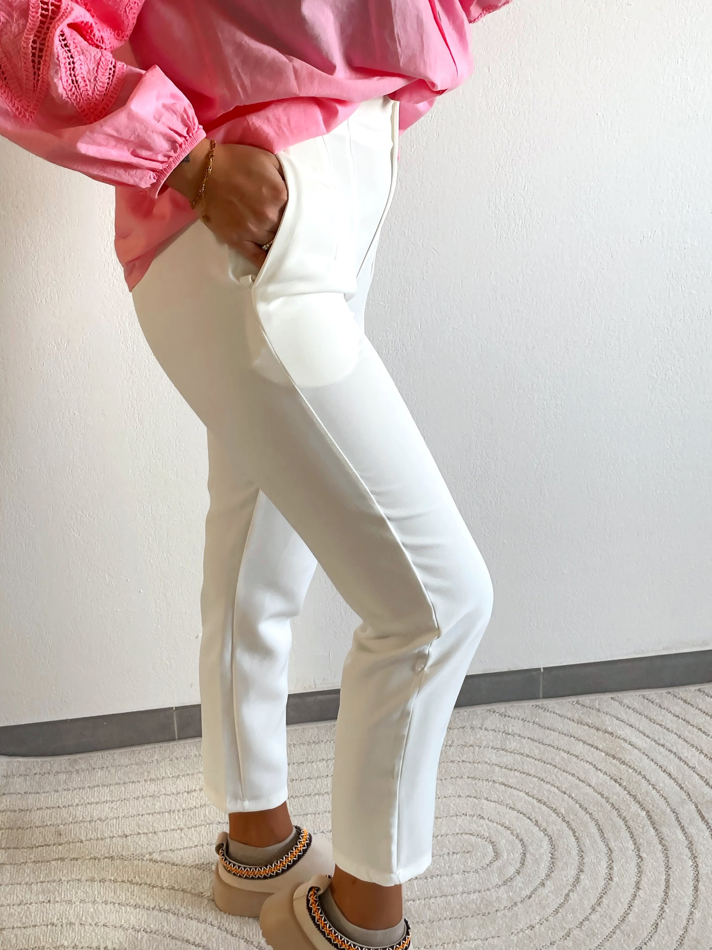PANTALON A PINCES - BLANC