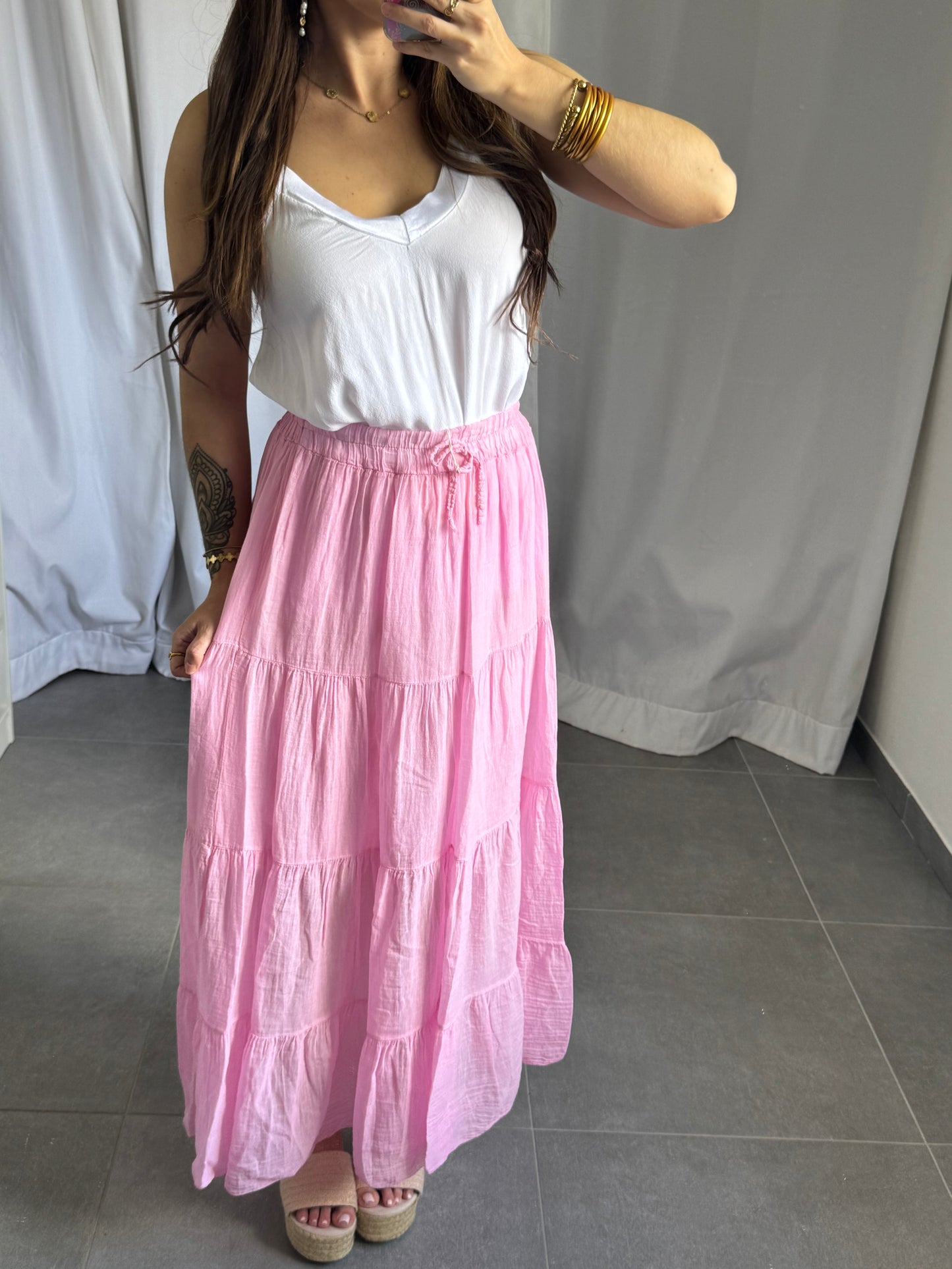 JUPE DUVETEUSE COTON - ROSE