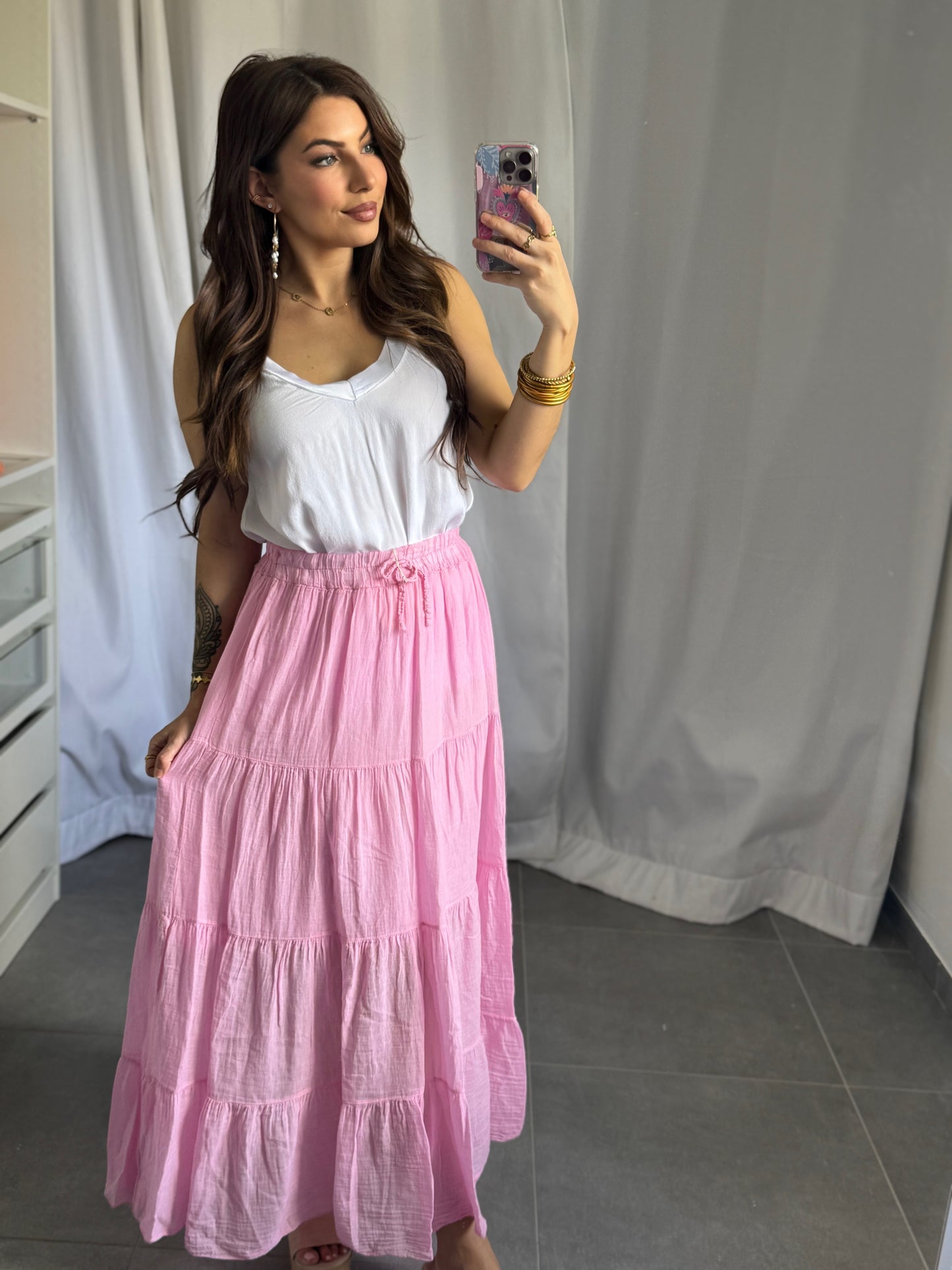 JUPE DUVETEUSE COTON - ROSE