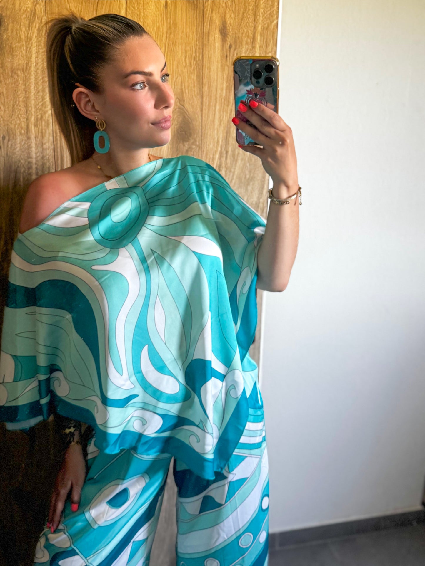 ENSEMBLE PONCHO - TURQUOISE