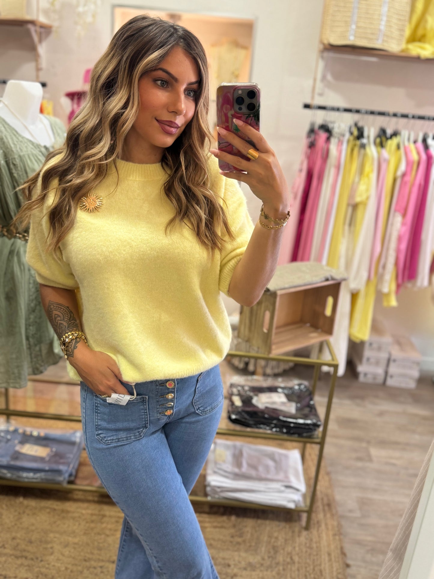 PULL MANCHE 3/4 COMFY - JAUNE