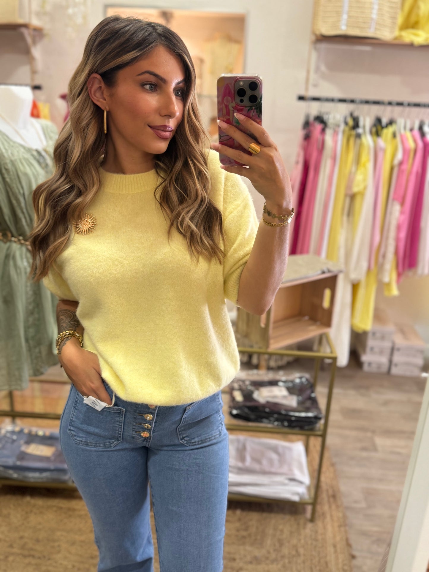 PULL MANCHE 3/4 COMFY - JAUNE