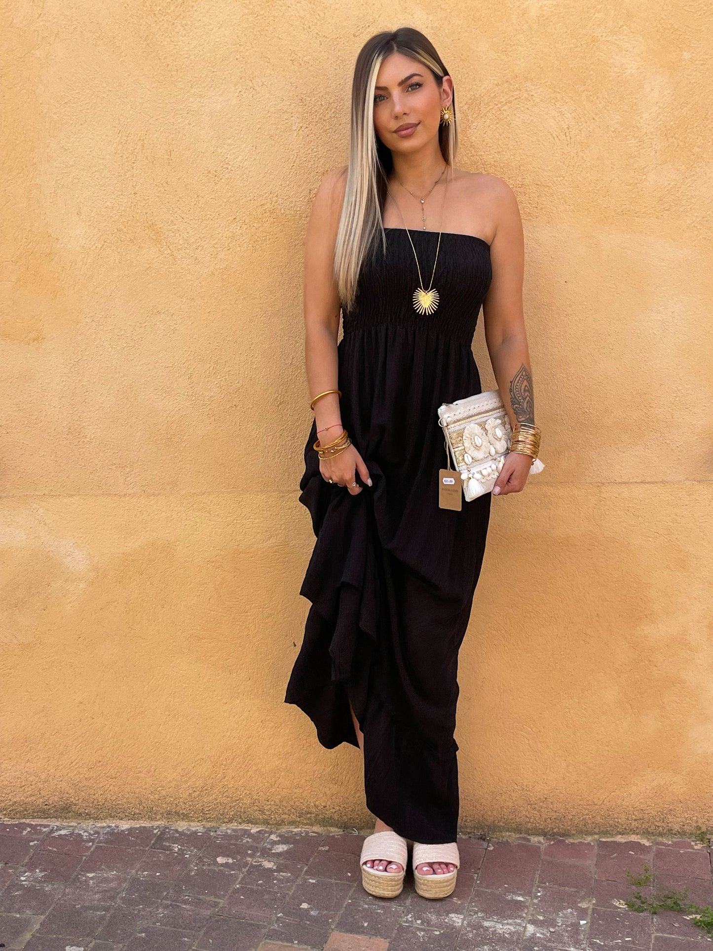 ROBE BUSTIER CASSIS - NOIRE