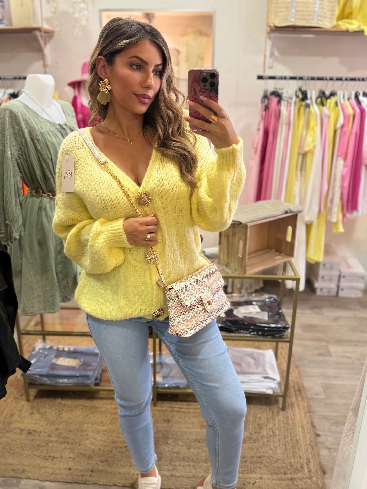 PULL 3 BROCHES - JAUNE