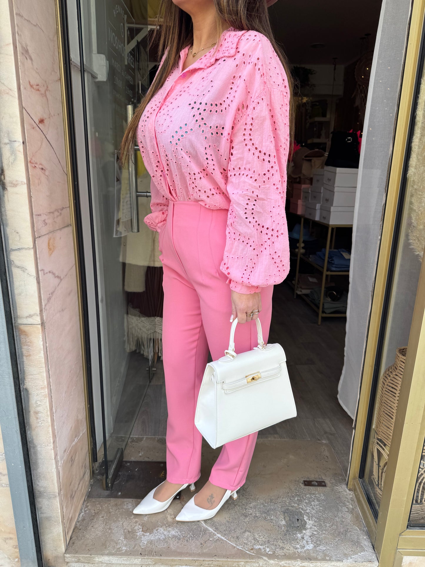 PANTALON A PINCES - ROSE