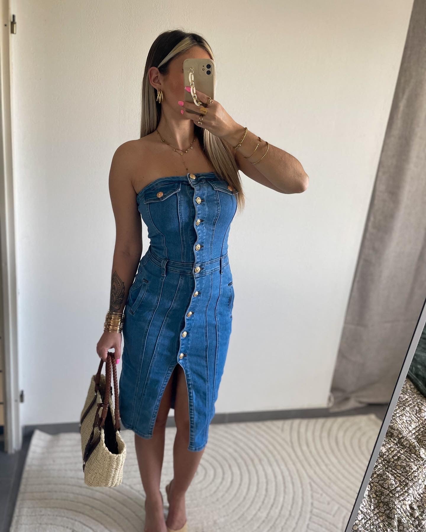 ROBE COMBI BUSTIER JEAN