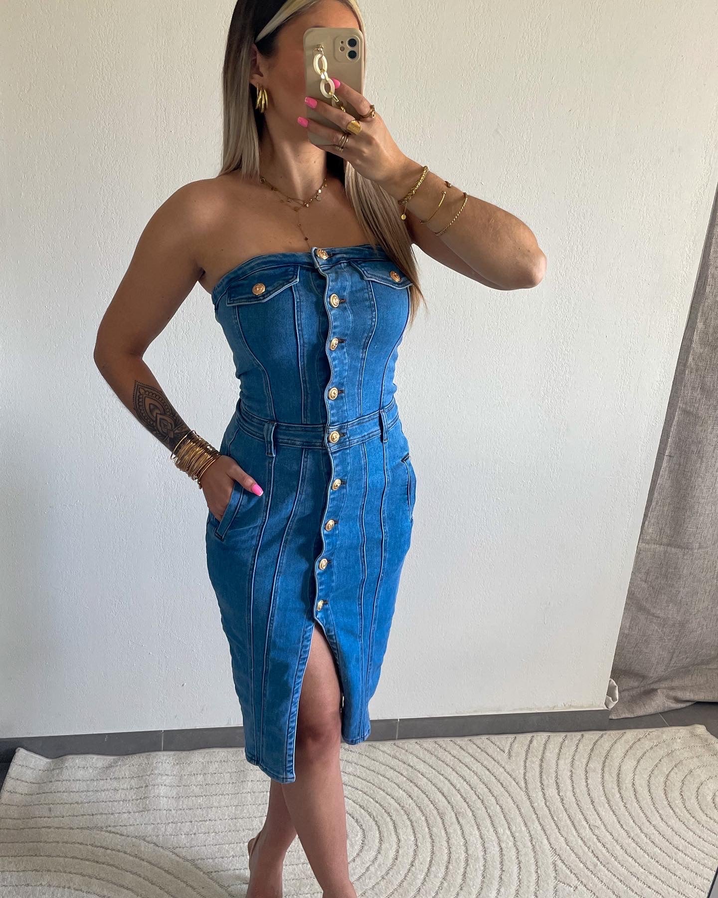 ROBE COMBI BUSTIER JEAN