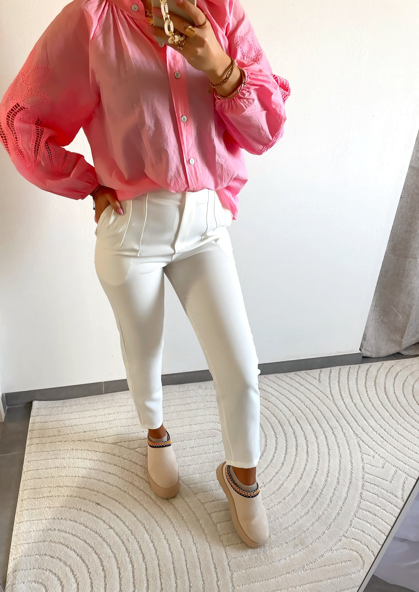 PANTALON A PINCES - BLANC