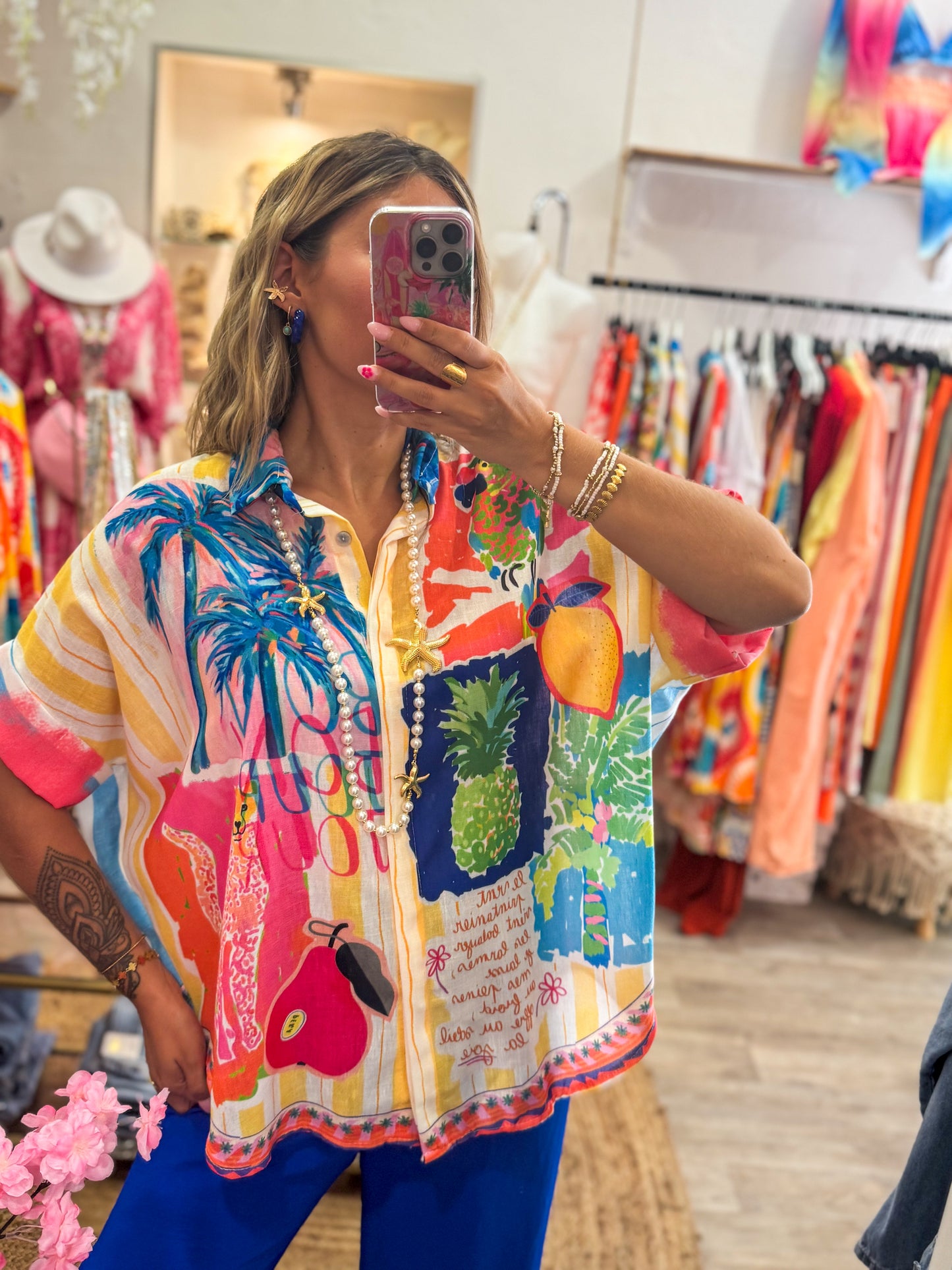 CHEMISE TROPICAL - BLEU ROI