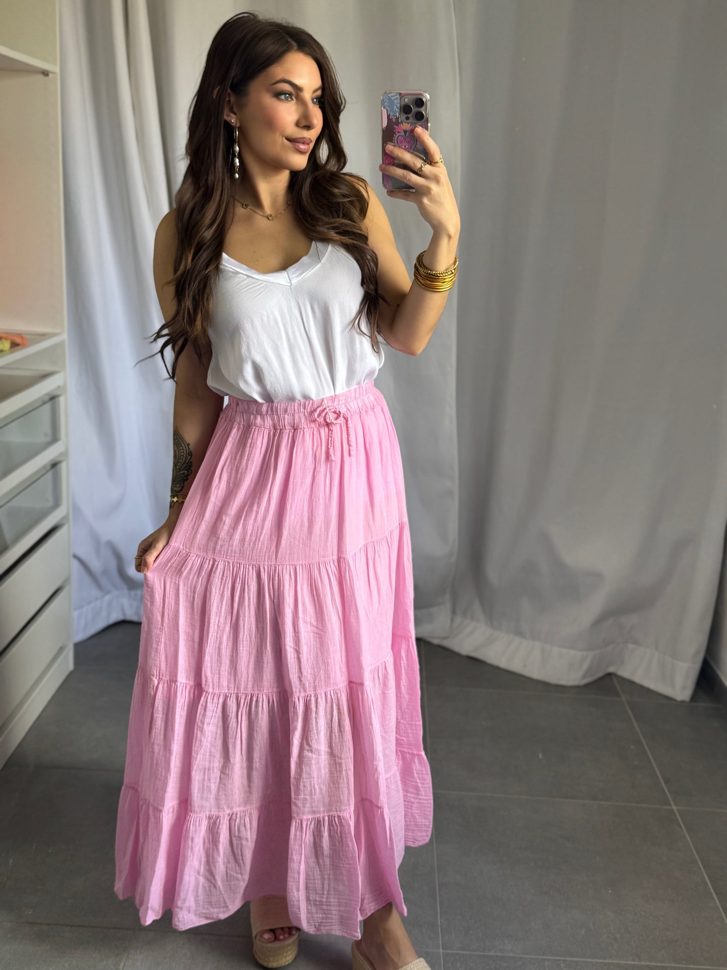 JUPE DUVETEUSE COTON - ROSE