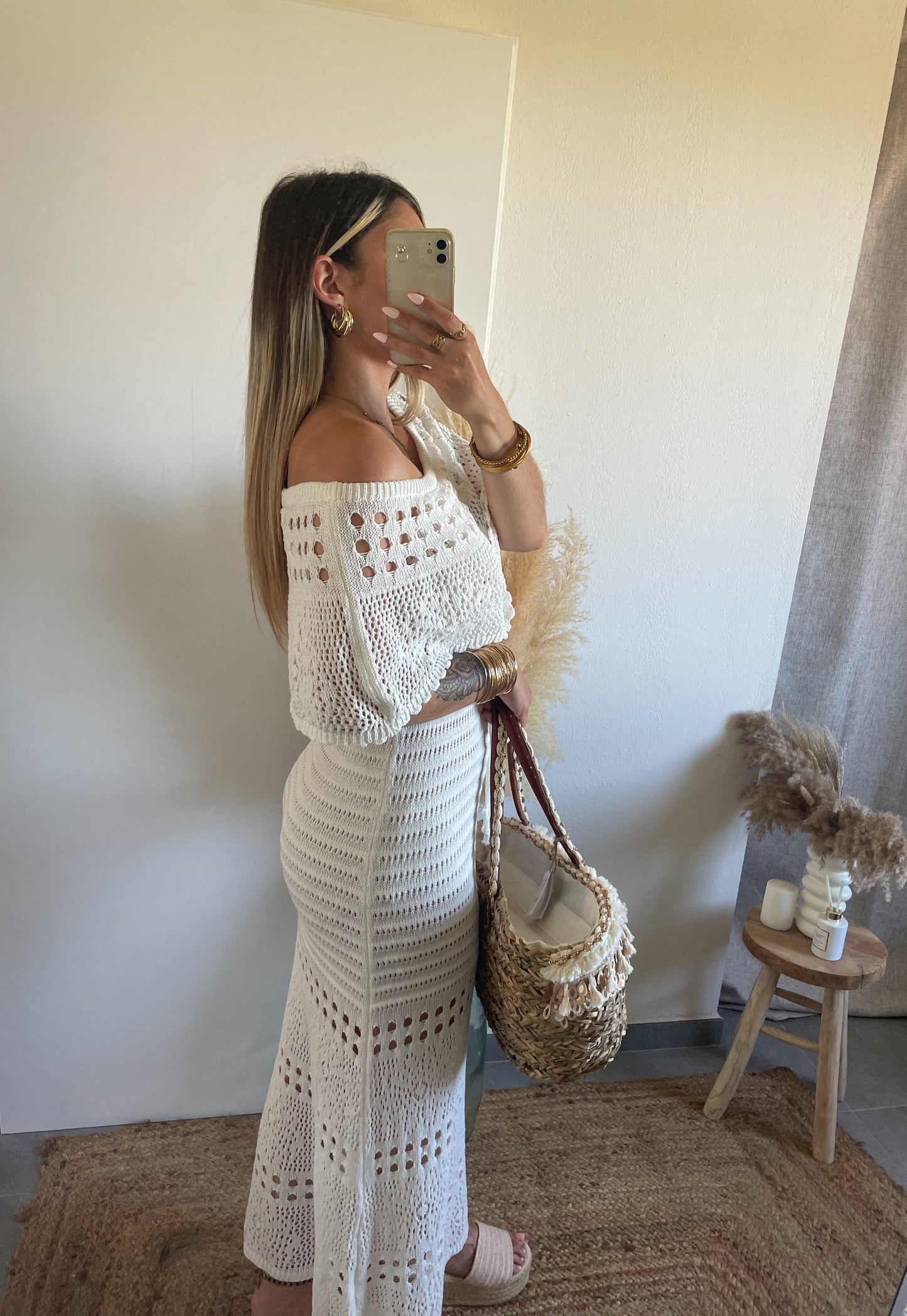 ROBE CROCHET COL BARDOT