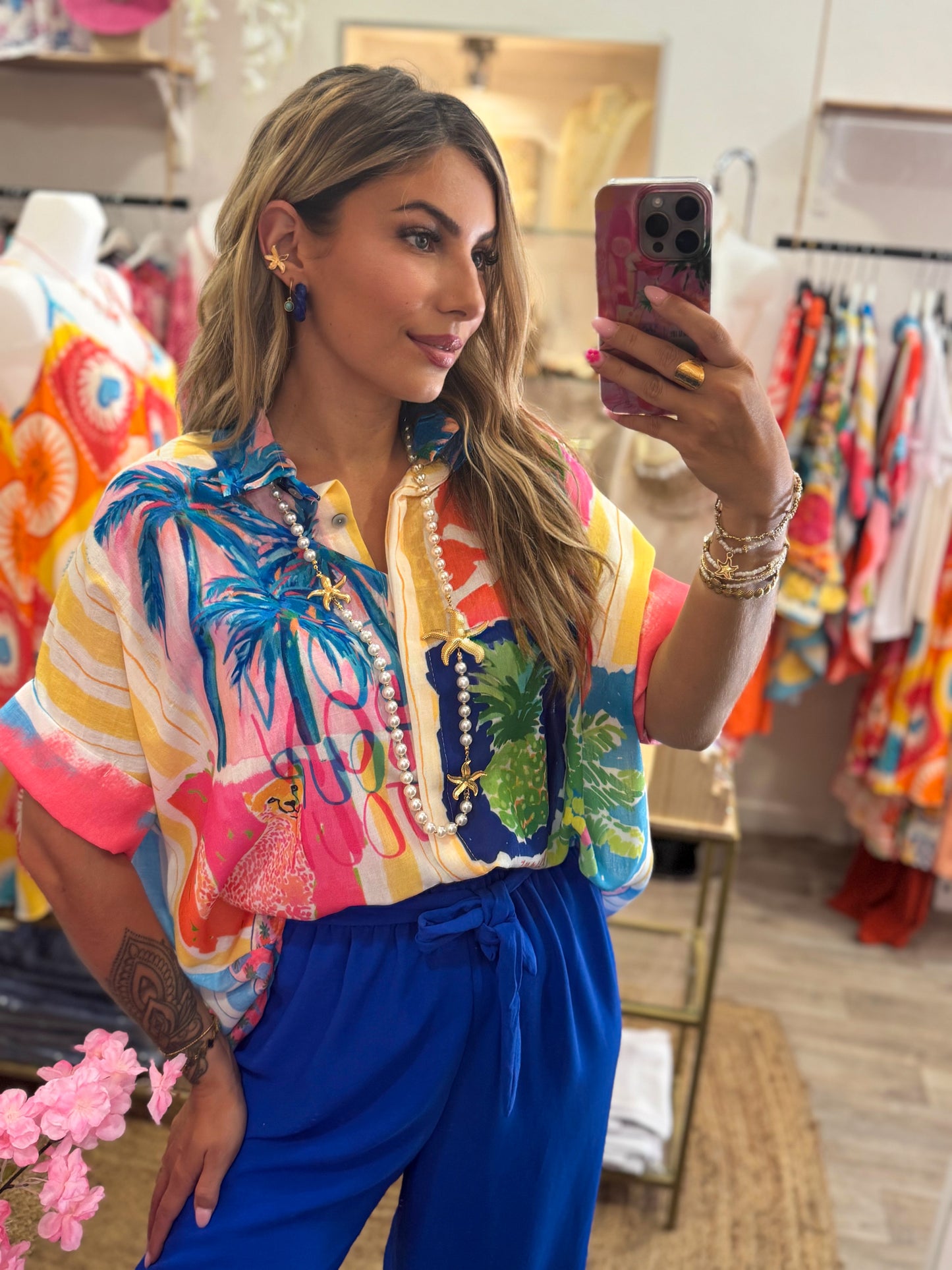 CHEMISE TROPICAL - BLEU ROI