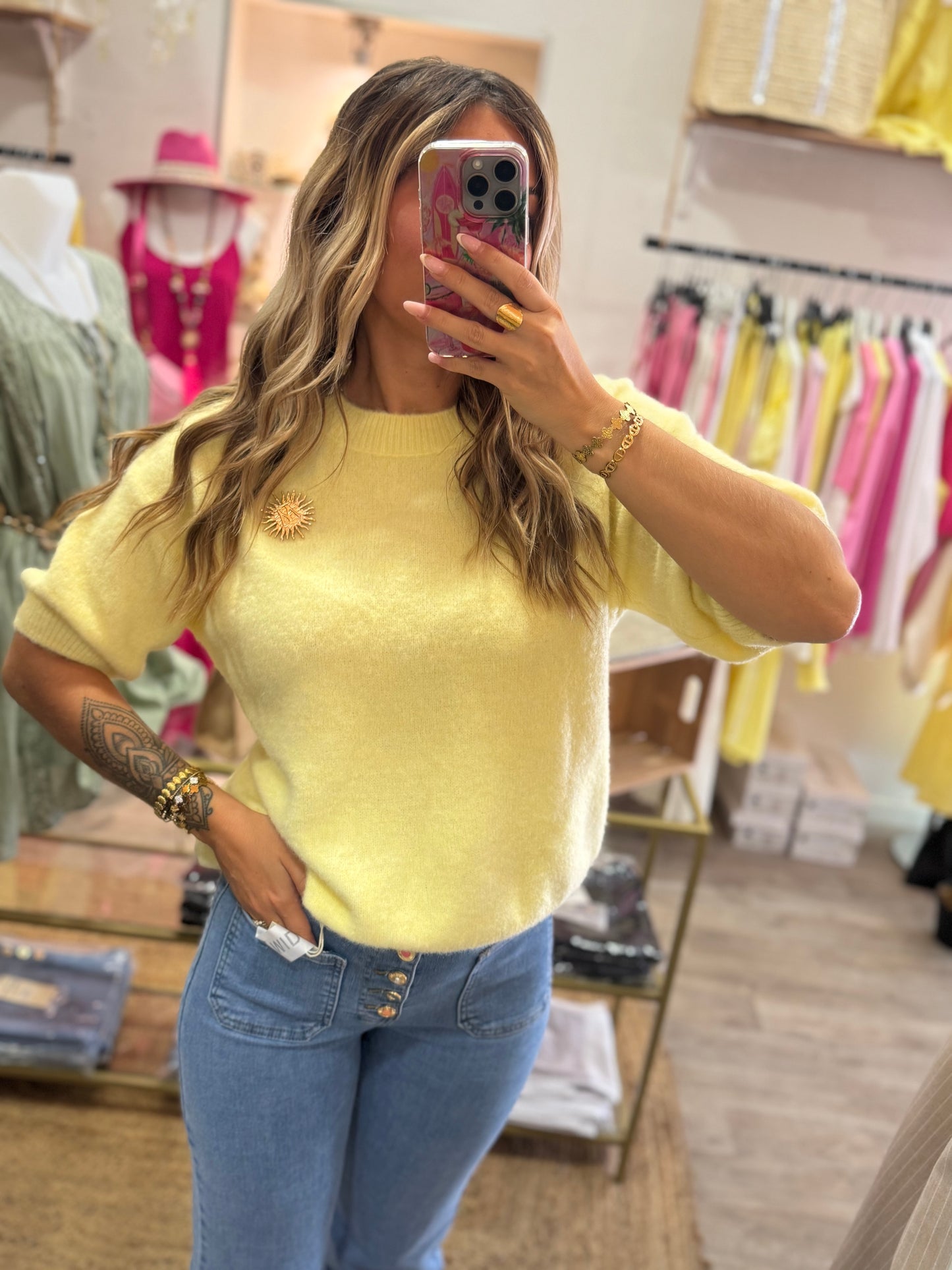 PULL MANCHE 3/4 COMFY - JAUNE