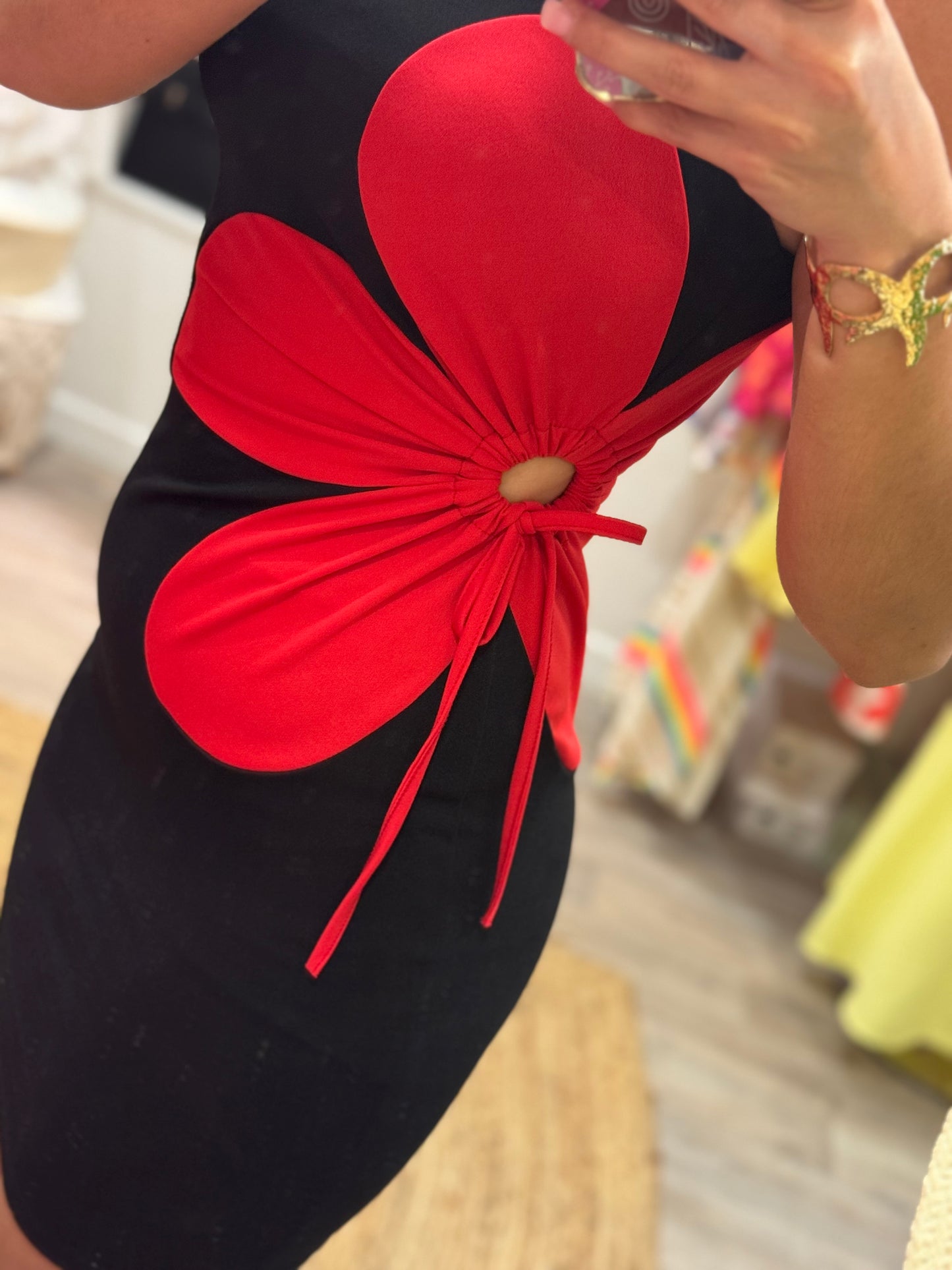 ROBE FLEURS ROUGE
