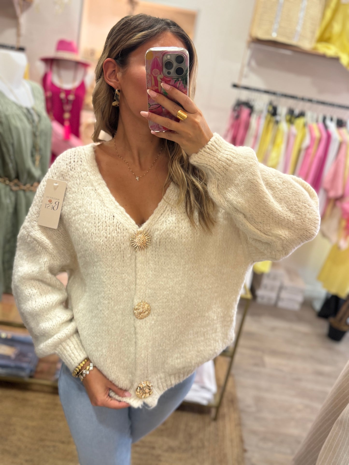 PULL 3 BROCHES - BEIGE