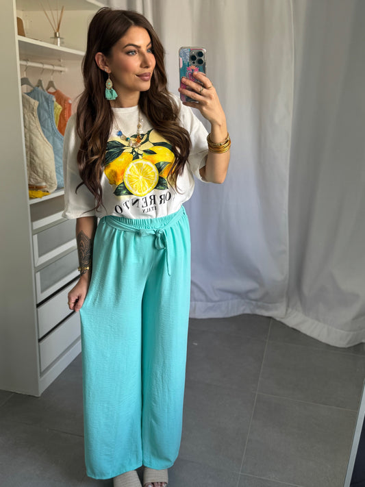 PANTALON FLUIDE MAÉ - TURQUOISE