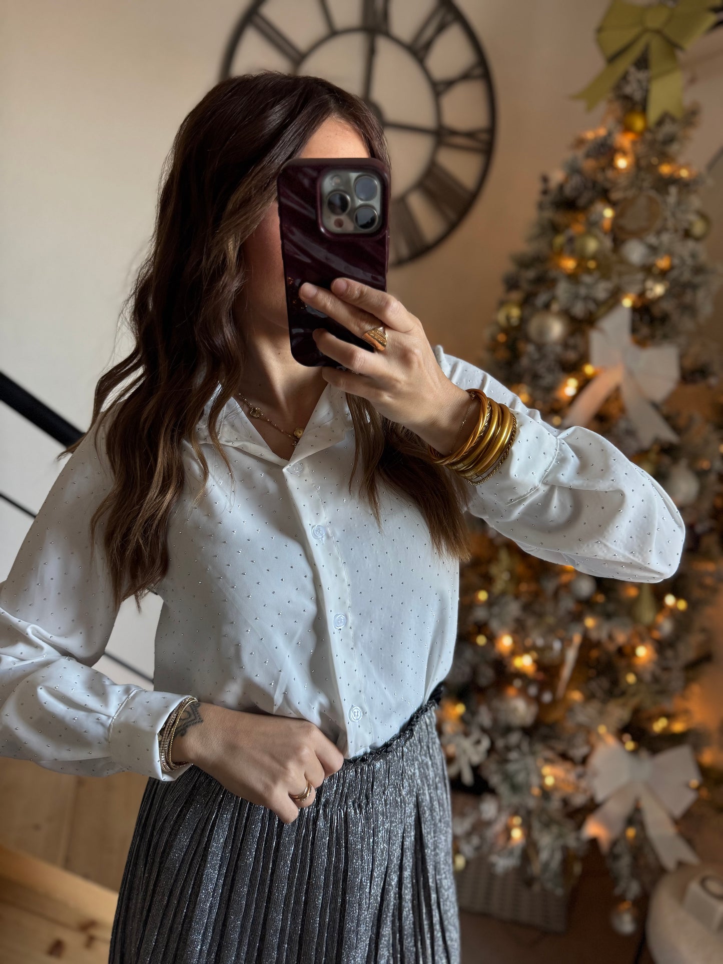 CHEMISIER STRASS BLANC