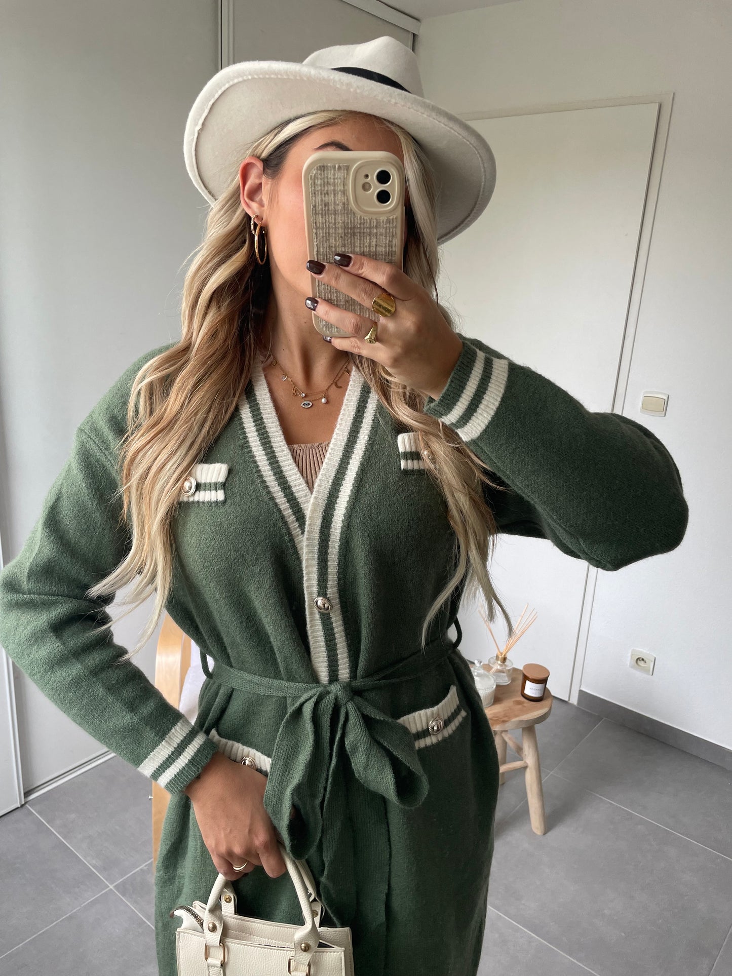 GILET LONG ALMA - KAKI