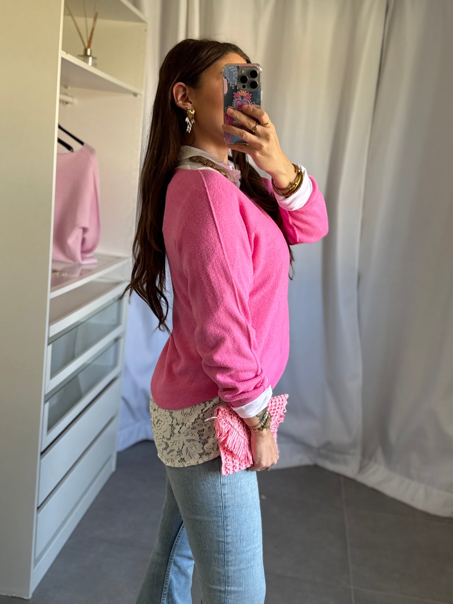 PULL COL V - FUCHSIA