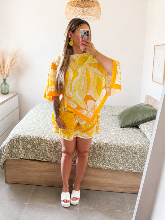 ENSEMBLE PONCHO - JAUNE