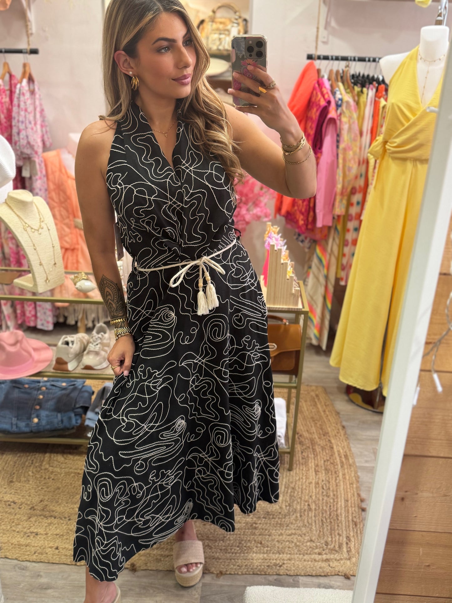 ROBE DOS NU A LISERÉS - NOIRE