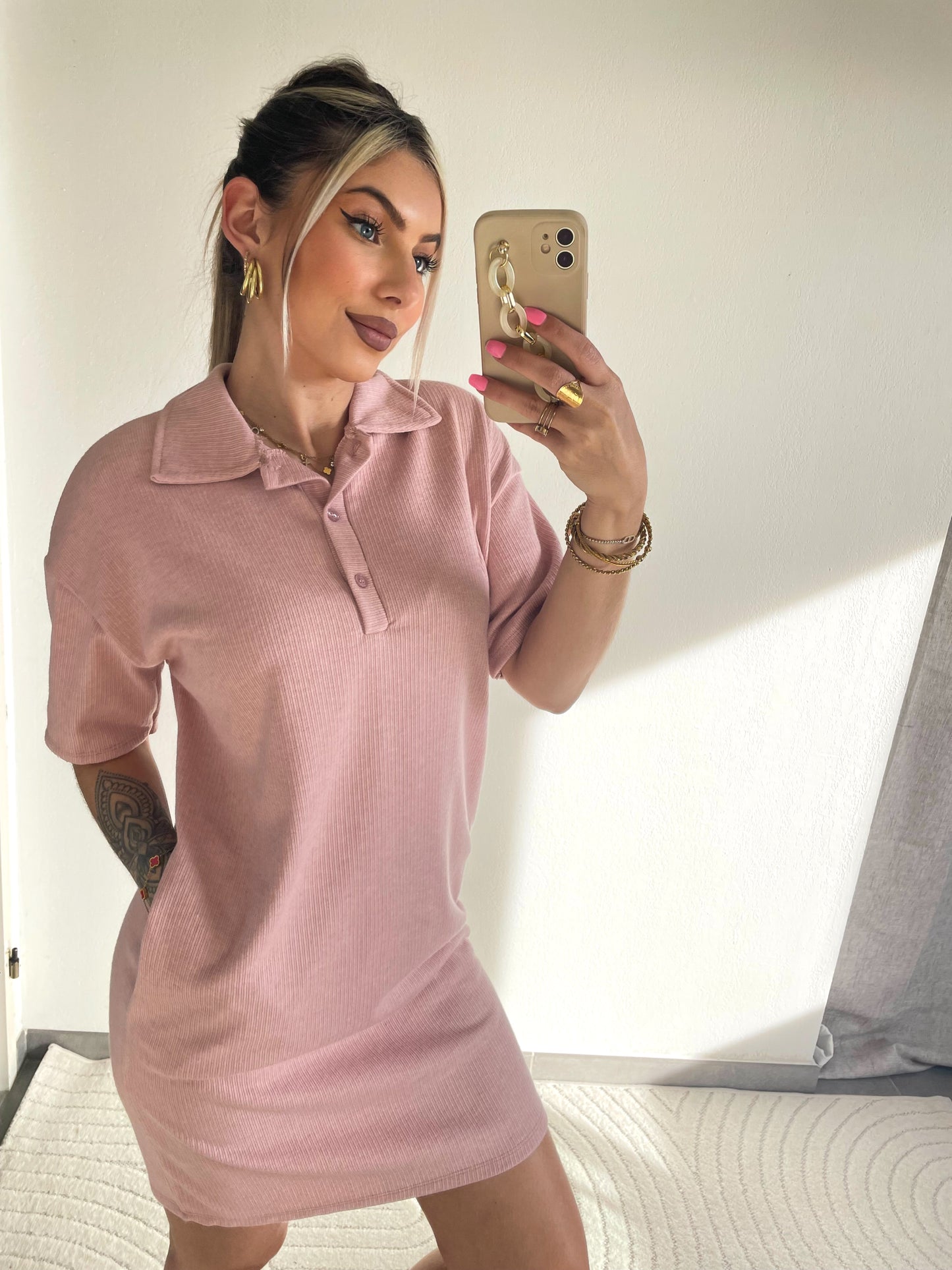 ROBE POLO - ROSE PÂLE