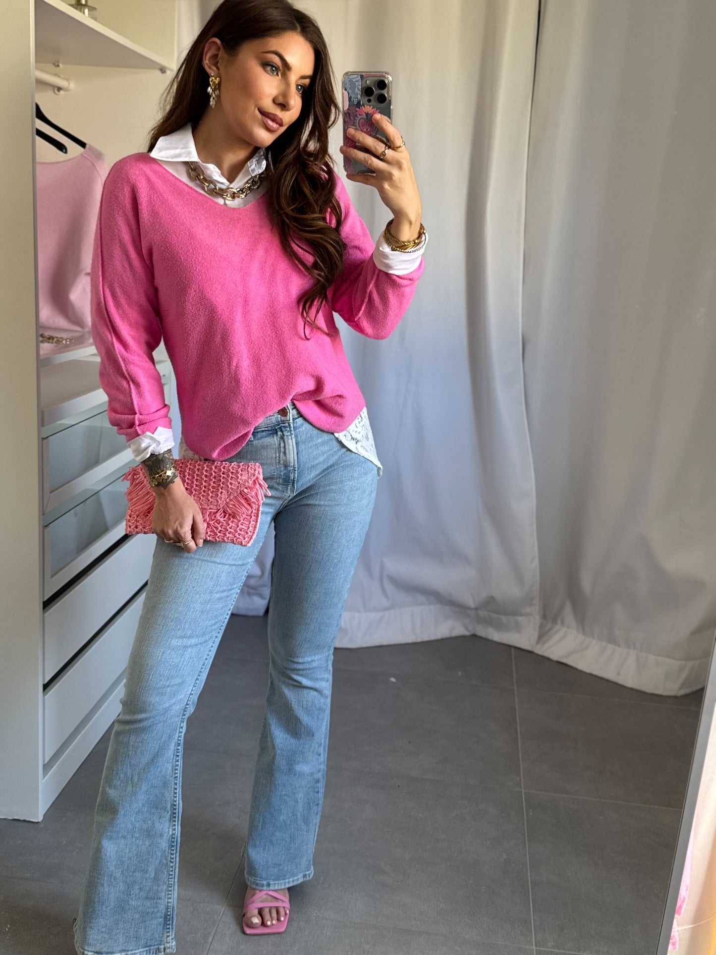 PULL COL V - FUCHSIA