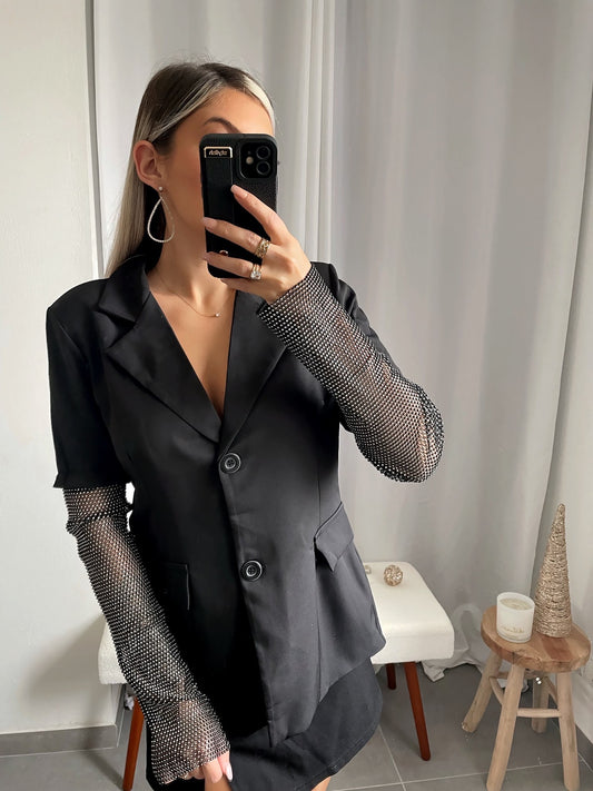 BLAZER MANCHES STRASS