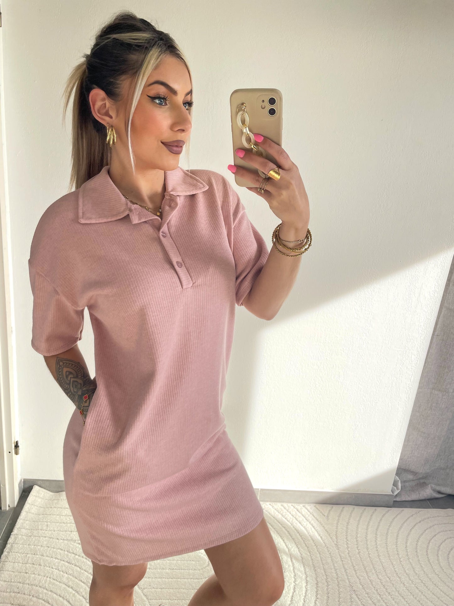 ROBE POLO - ROSE PÂLE