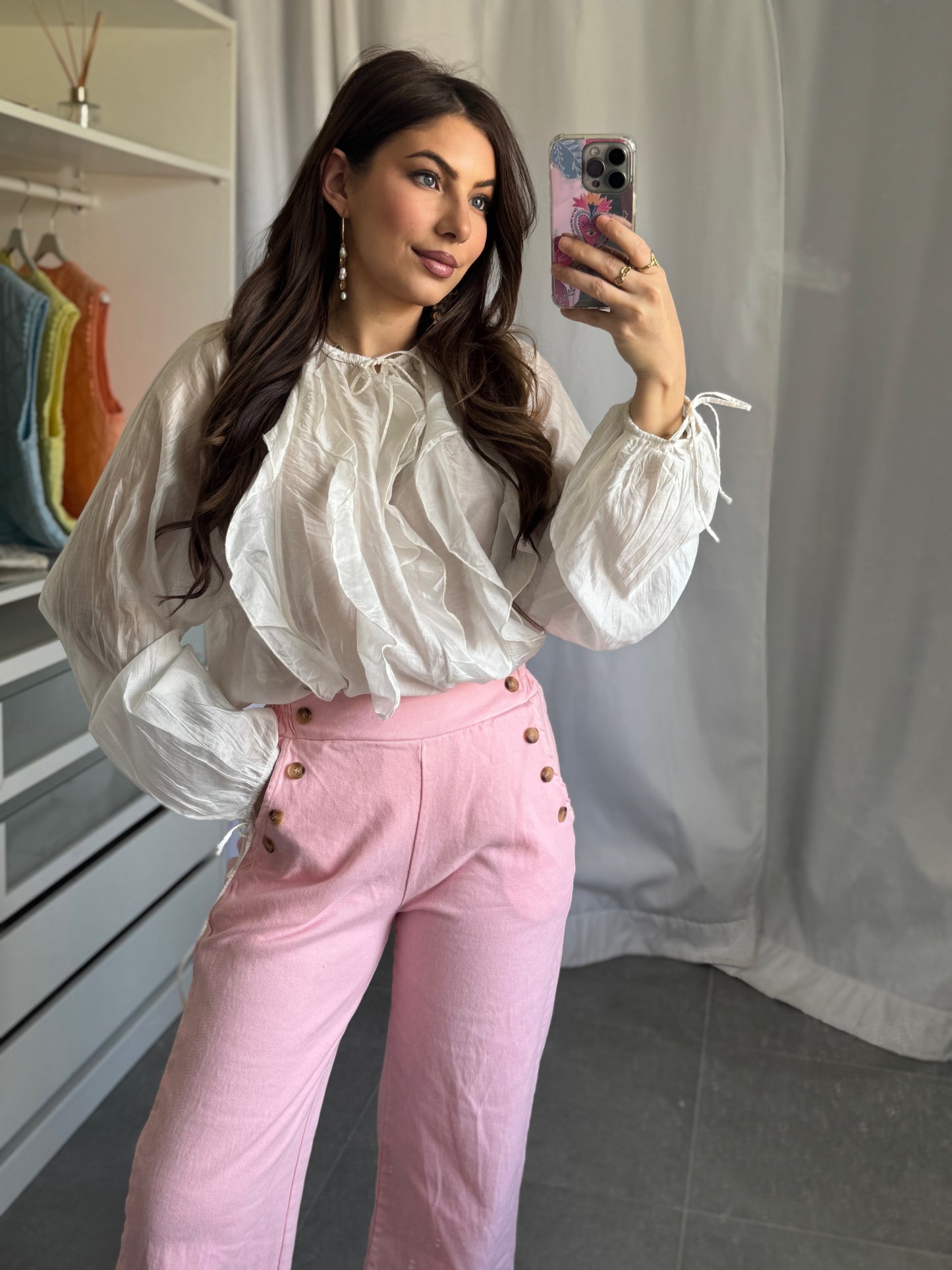 BLOUSE À VOLANTS - KIRA - BLANCHE