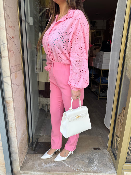 PANTALON A PINCES - ROSE
