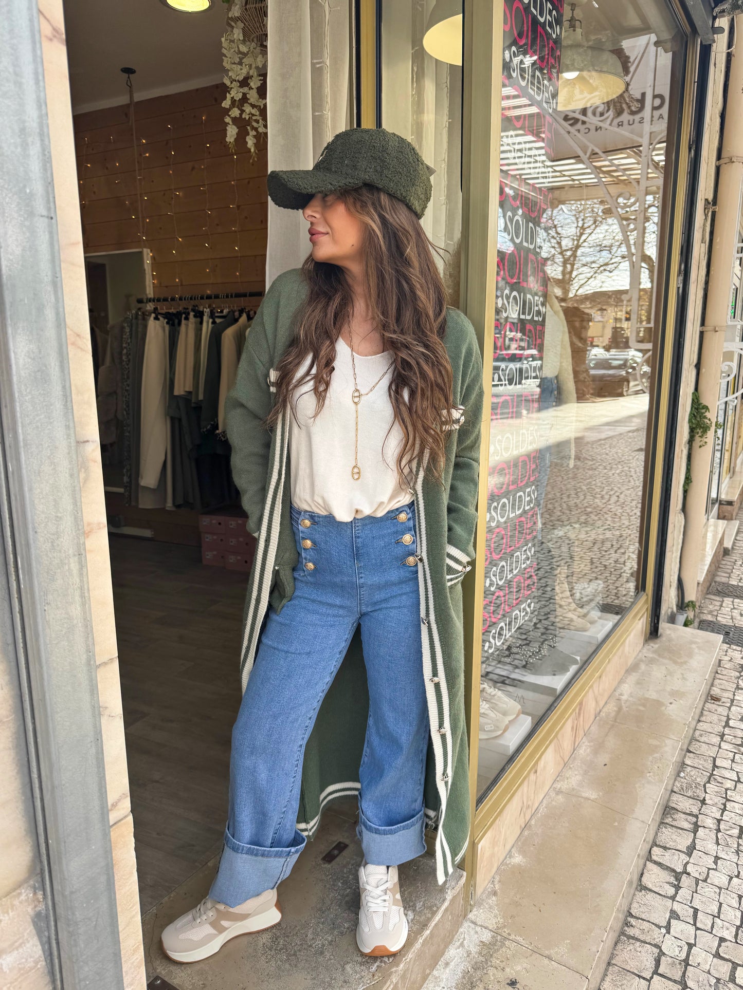 GILET LONG ALMA - KAKI