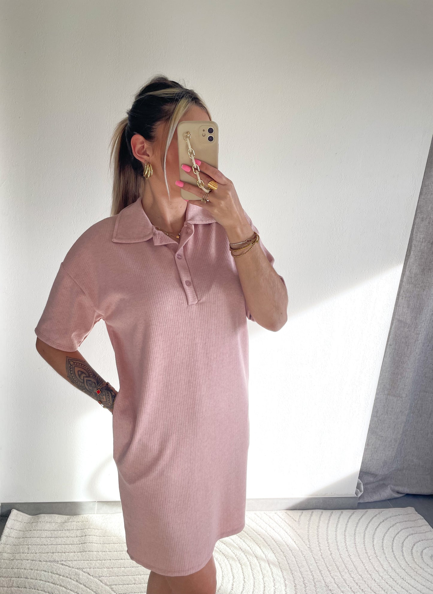 ROBE POLO - ROSE PÂLE