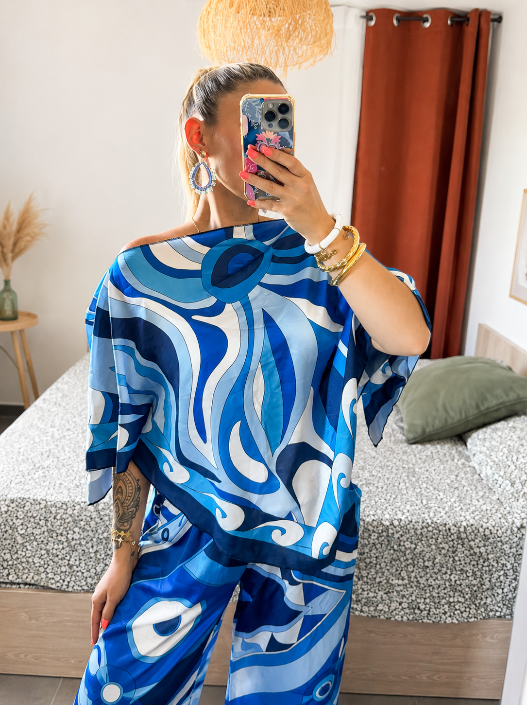 ENSEMBLE PONCHO - BLEU ÉLECTRIQUE