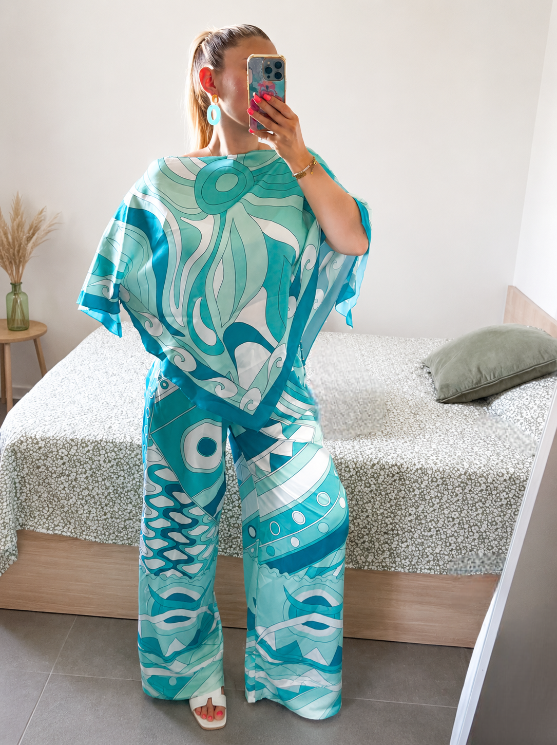 ENSEMBLE PONCHO - TURQUOISE