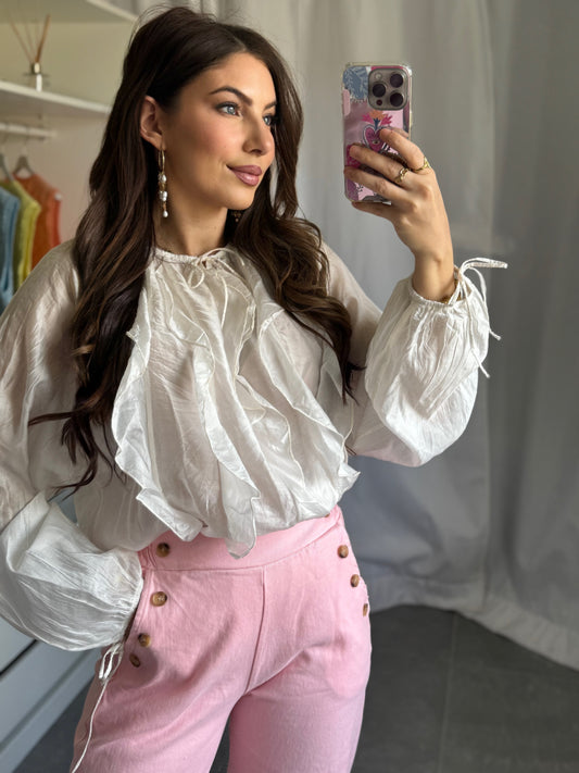 BLOUSE À VOLANTS - KIRA - BLANCHE