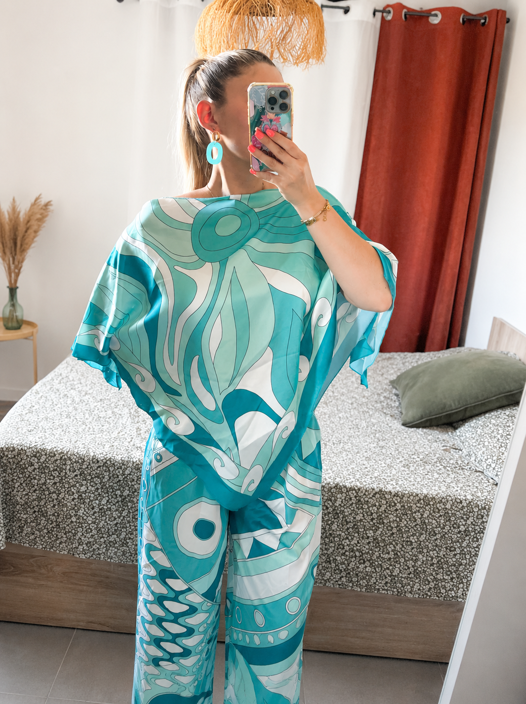 ENSEMBLE PONCHO - TURQUOISE