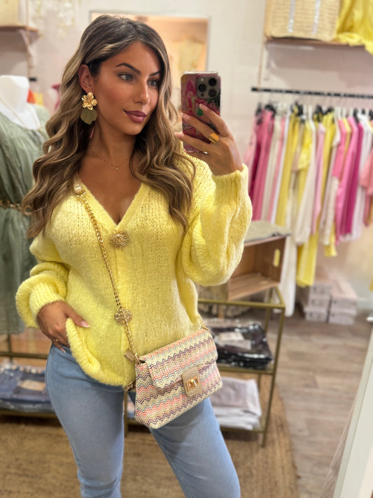 PULL 3 BROCHES - JAUNE