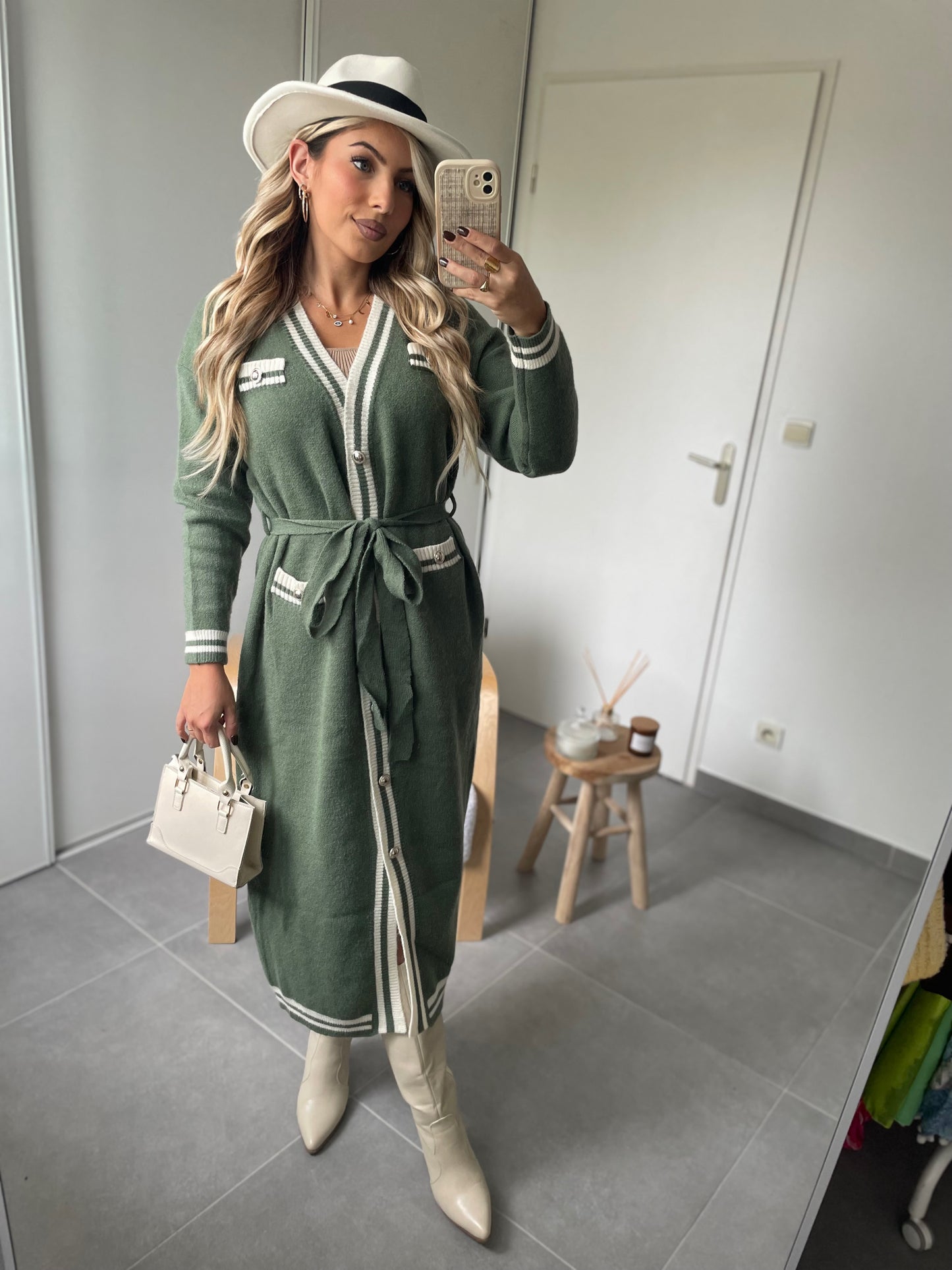 GILET LONG ALMA - KAKI