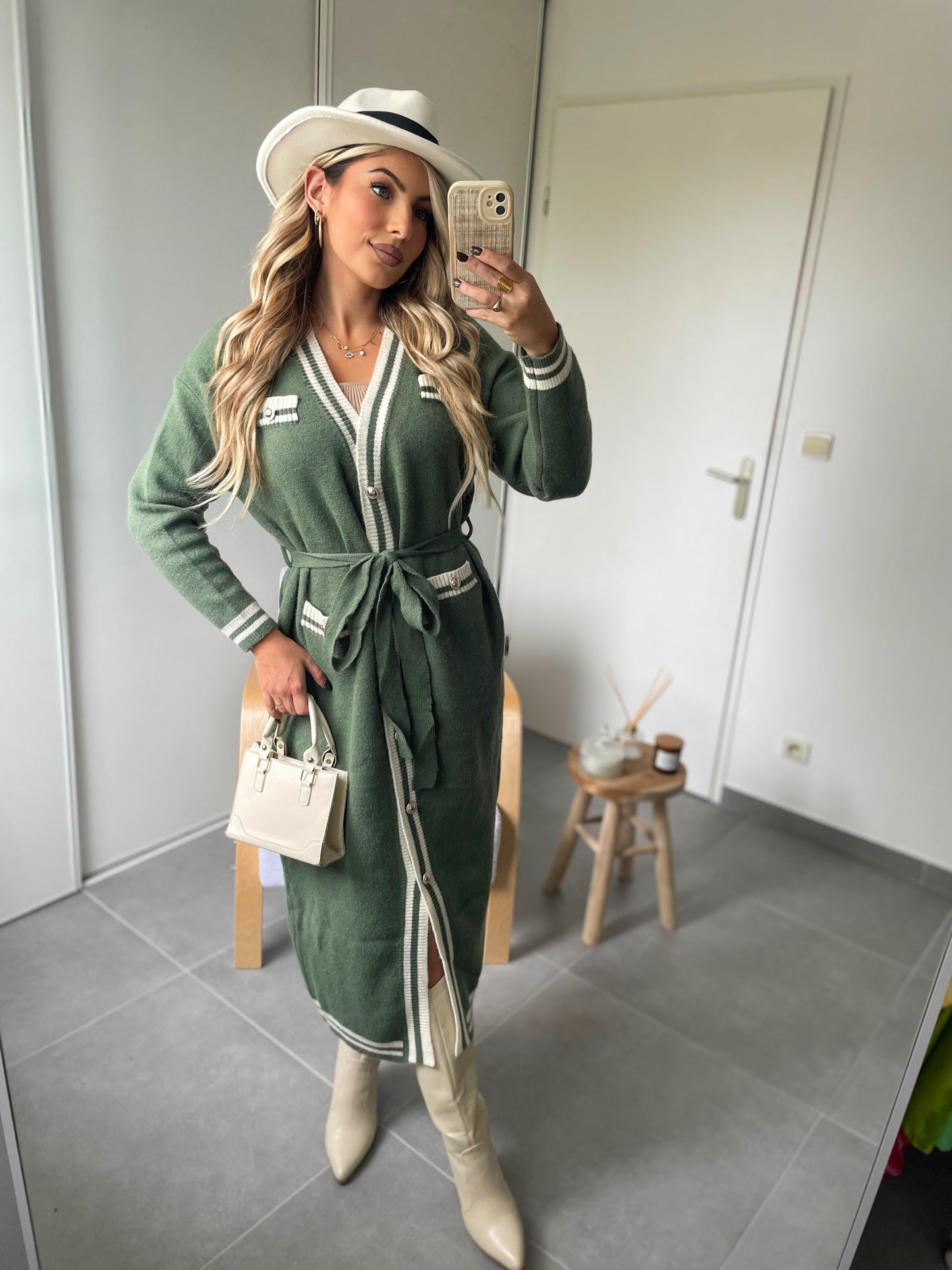 GILET LONG ALMA - KAKI