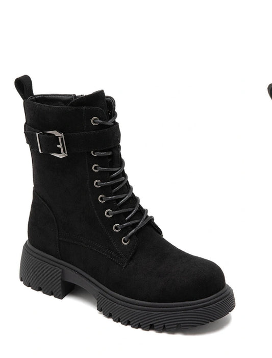 BOTTINES EN DAIM NOIR