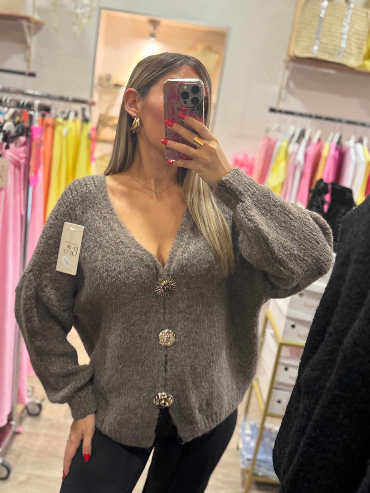 PULL 3 BROCHES - TAUPE