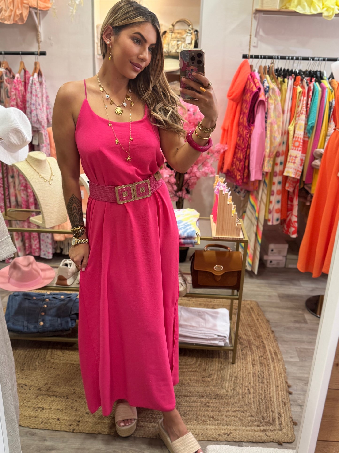 ROBE CROISÉ DOS - FUSCHIA